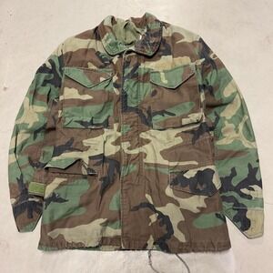 Vintage 80s m65 military woodland camo jacket